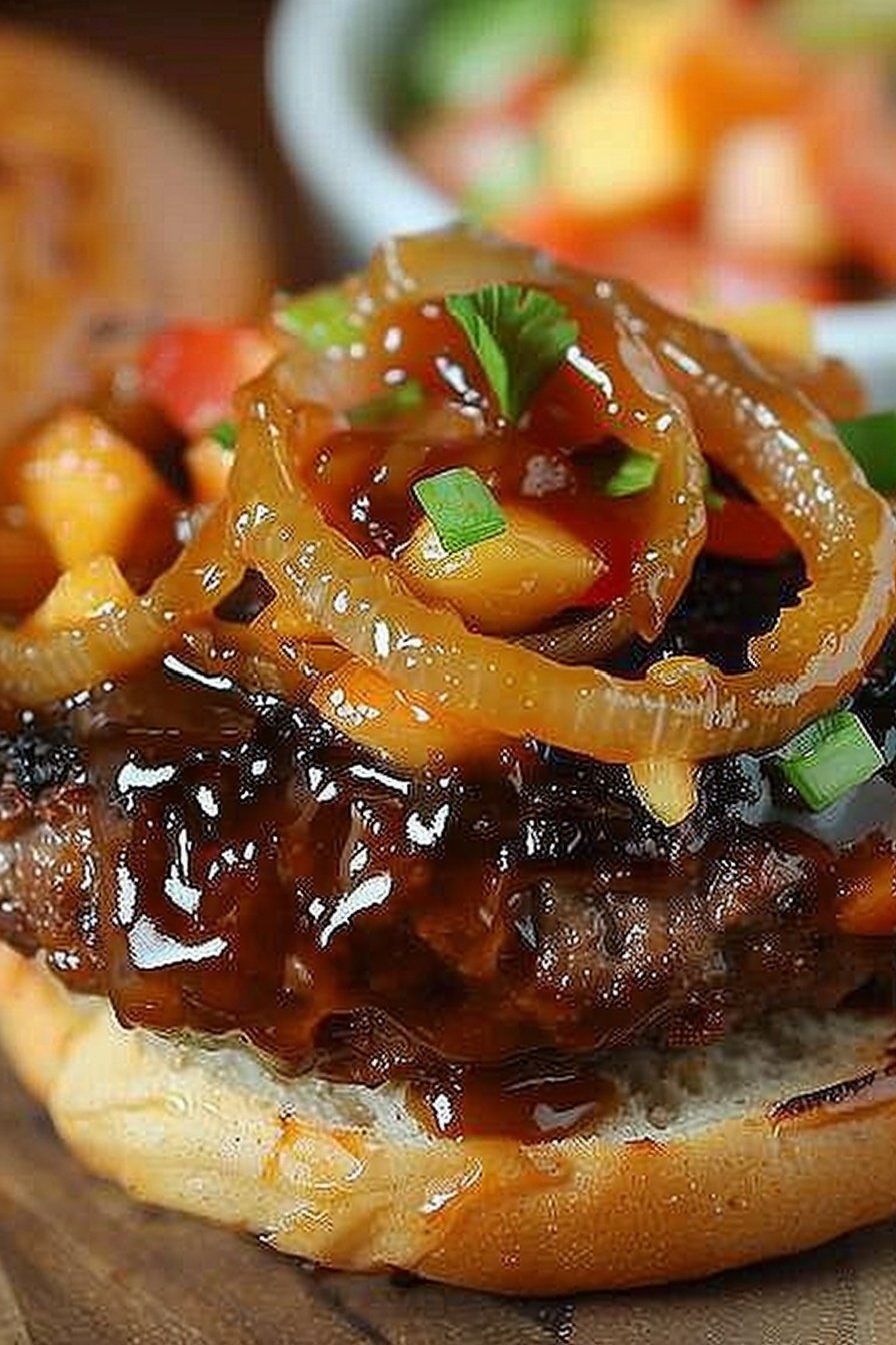 Peach Glazed Pork Burgers