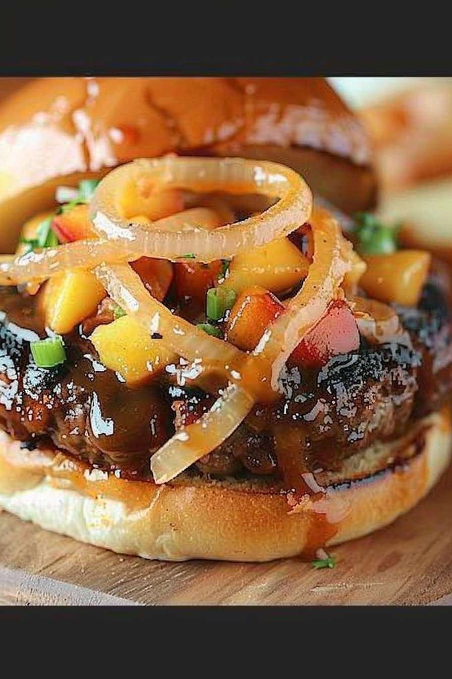 Peach Glazed Pork Burgers