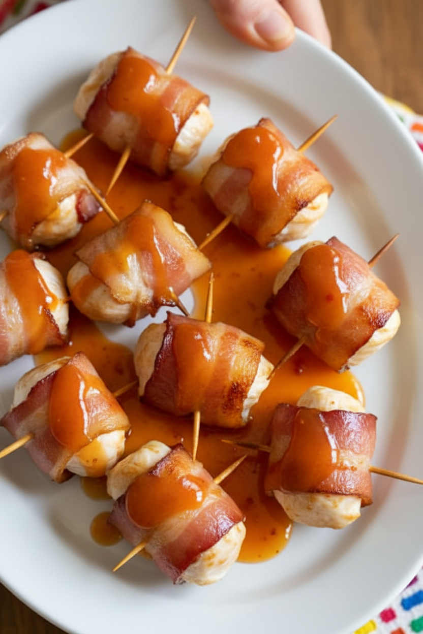 Air Fryer Bacon Wrapped Chicken Bites