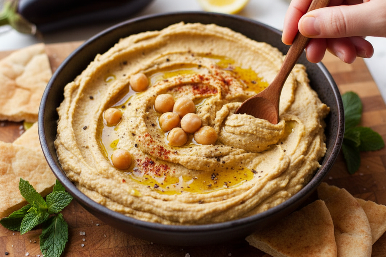 Baba Ganoush Hummus (Eggplant Meets Chickpeas!)