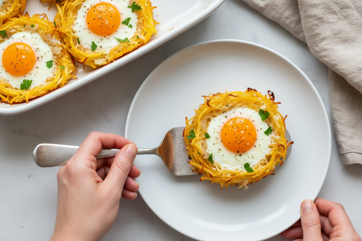 Baked Eggs in Spaghetti Squash Nests