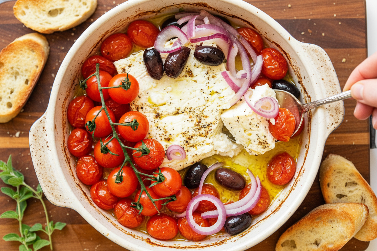 Baked Feta with Roasted Tomatoes (10 minutes)