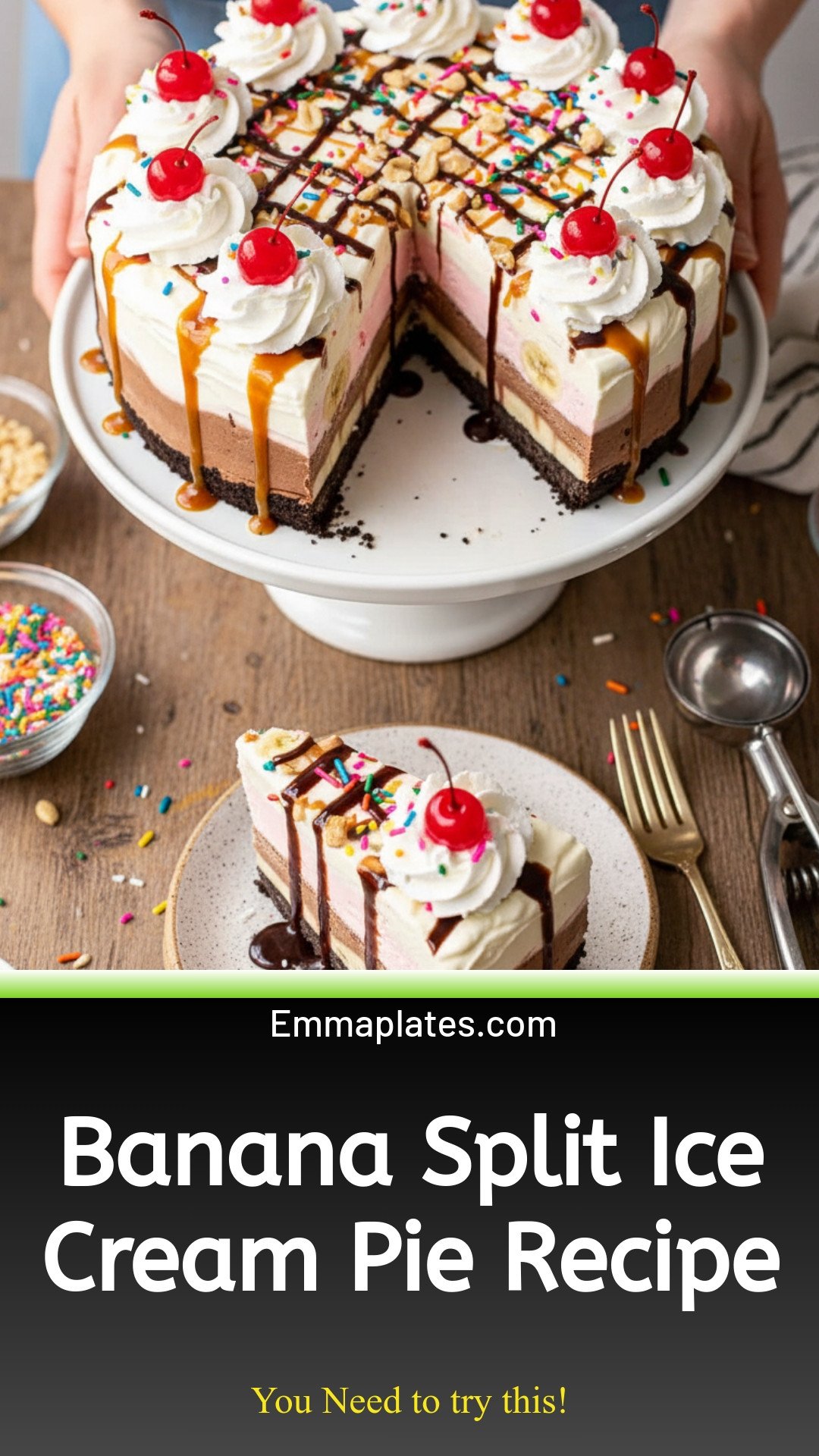 Banana Split Ice Cream Pie