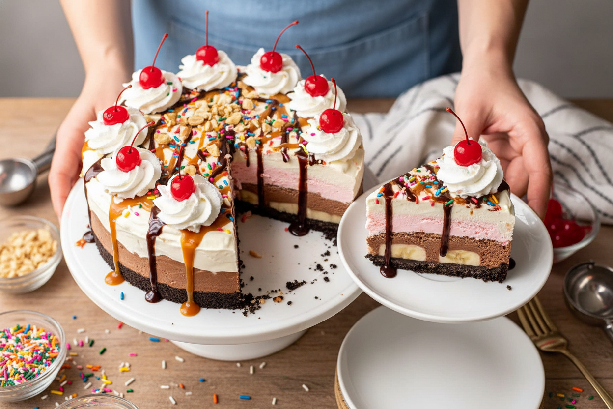 Banana Split Ice Cream Pie Recipe