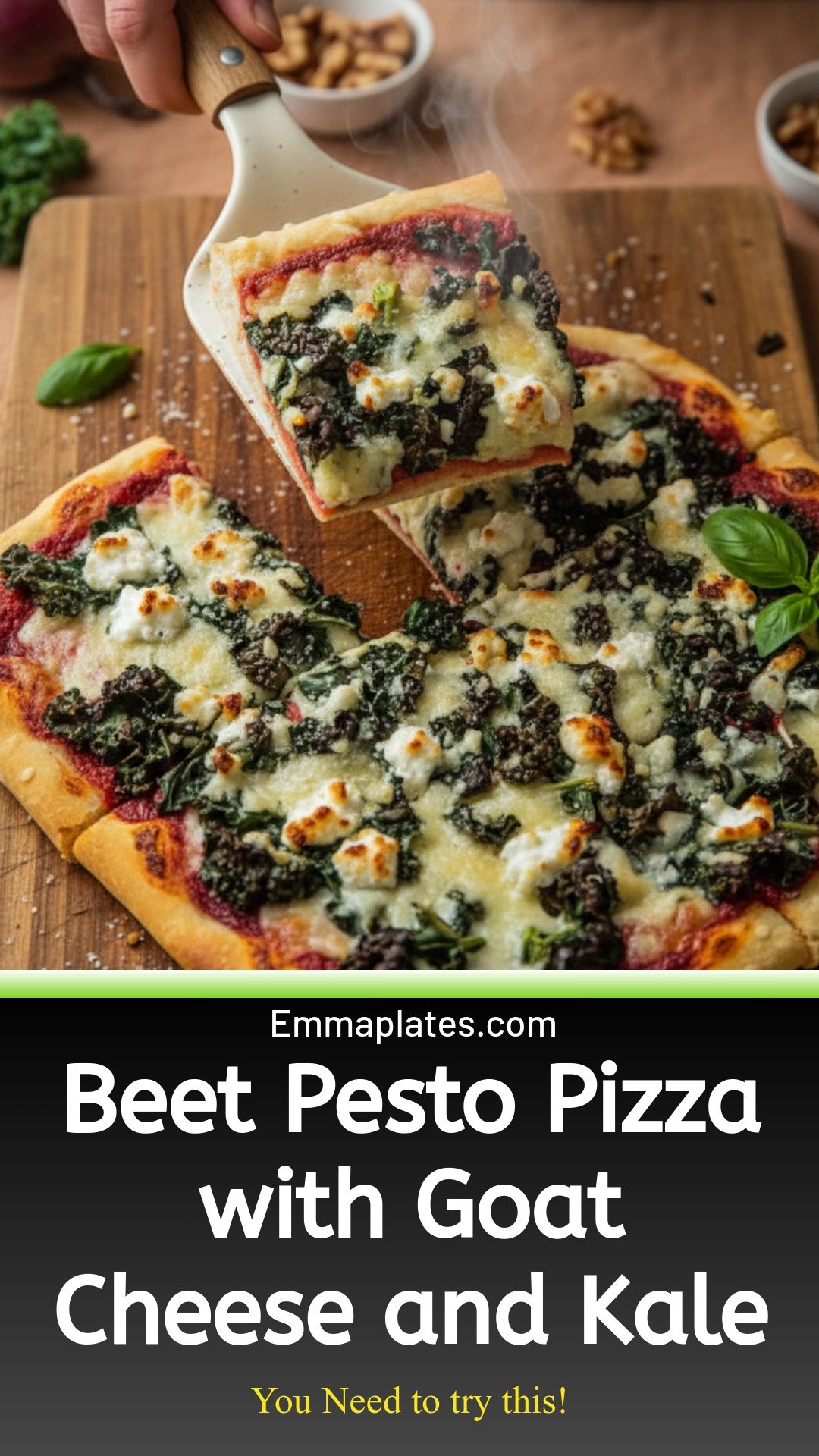 Beet Pesto Pizza with Goat Cheese and Kale