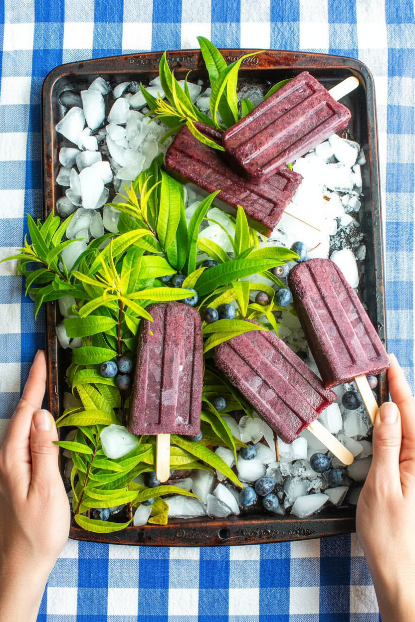 Blueberry Lemon Verbena Real Fruit Popsicles