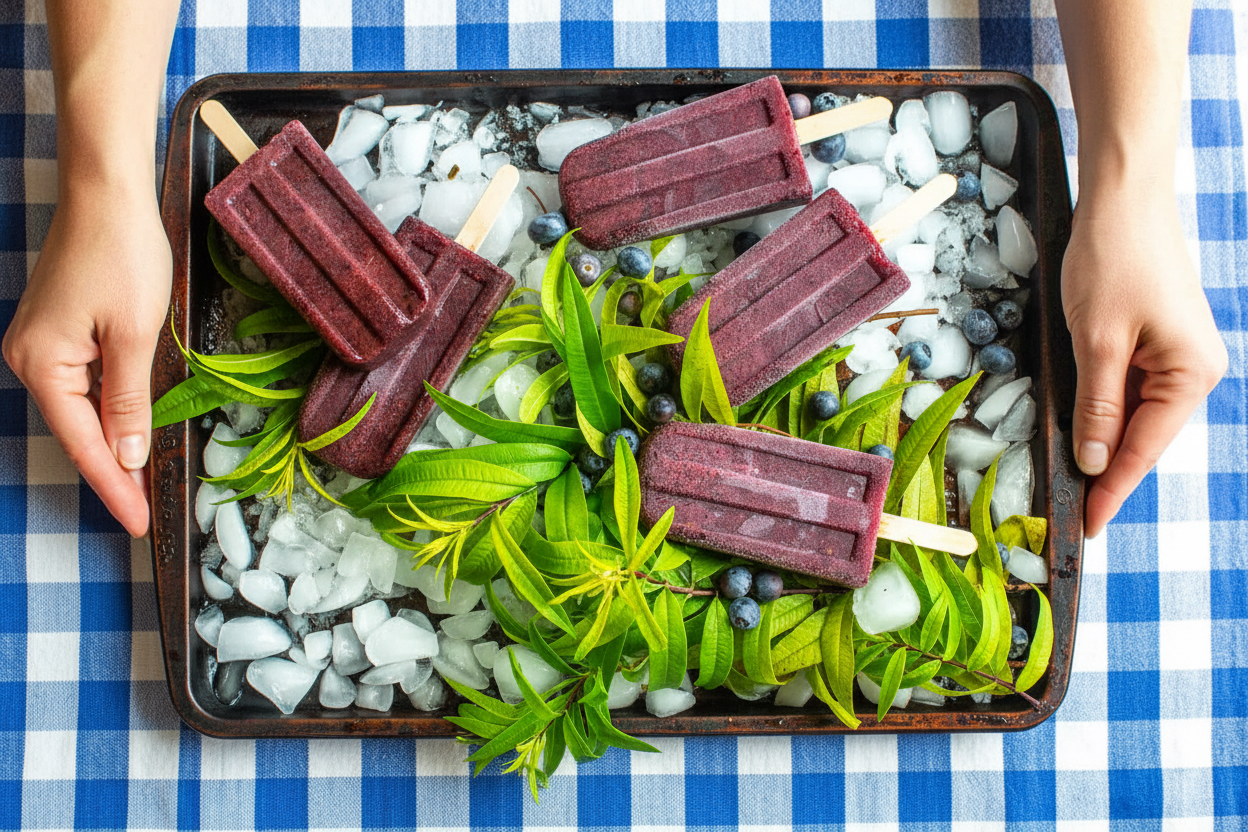 Blueberry Lemon Verbena Real Fruit Popsicles