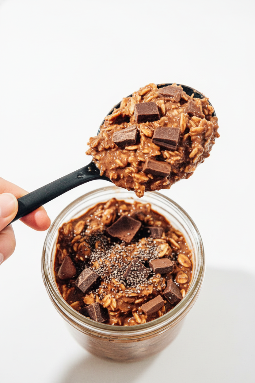 Chocolate Overnight Oats (Tastes Like Brownie Batter!)