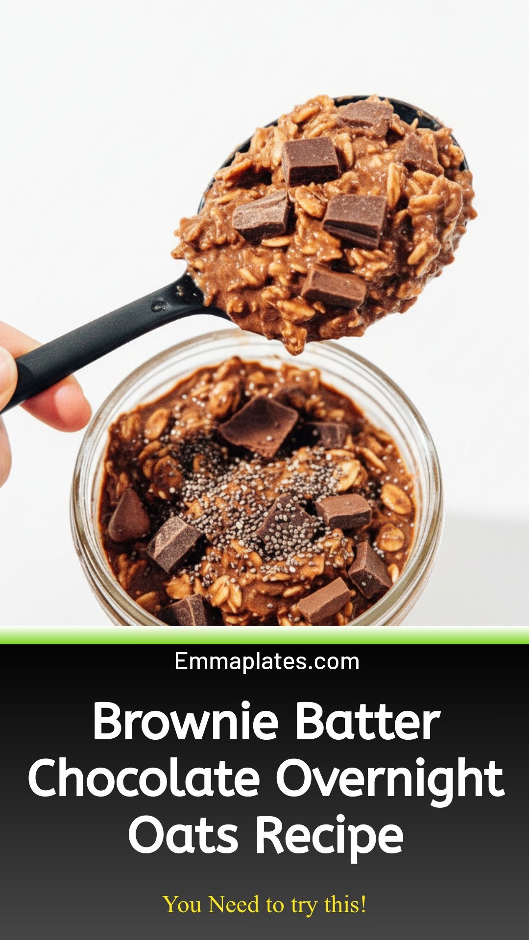 Chocolate Overnight Oats (Tastes Like Brownie Batter!)