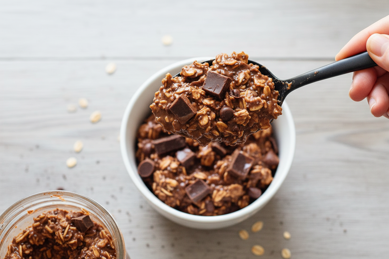 Chocolate Overnight Oats (Tastes Like Brownie Batter!)