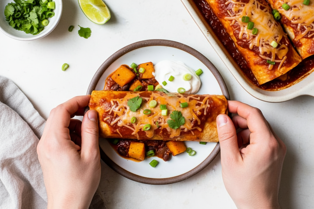 Butternut Squash Black Bean Vegetarian Enchiladas