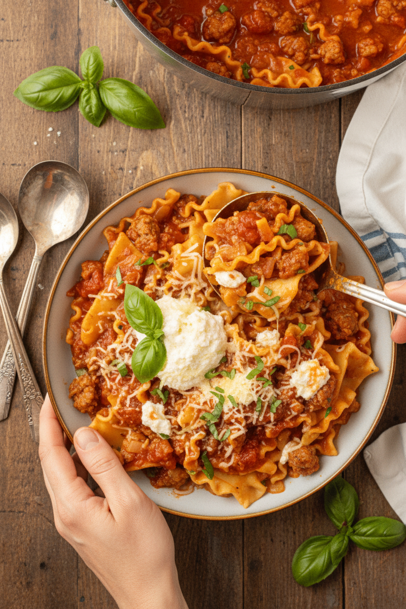 Cheesy Tomato Pasta Stew