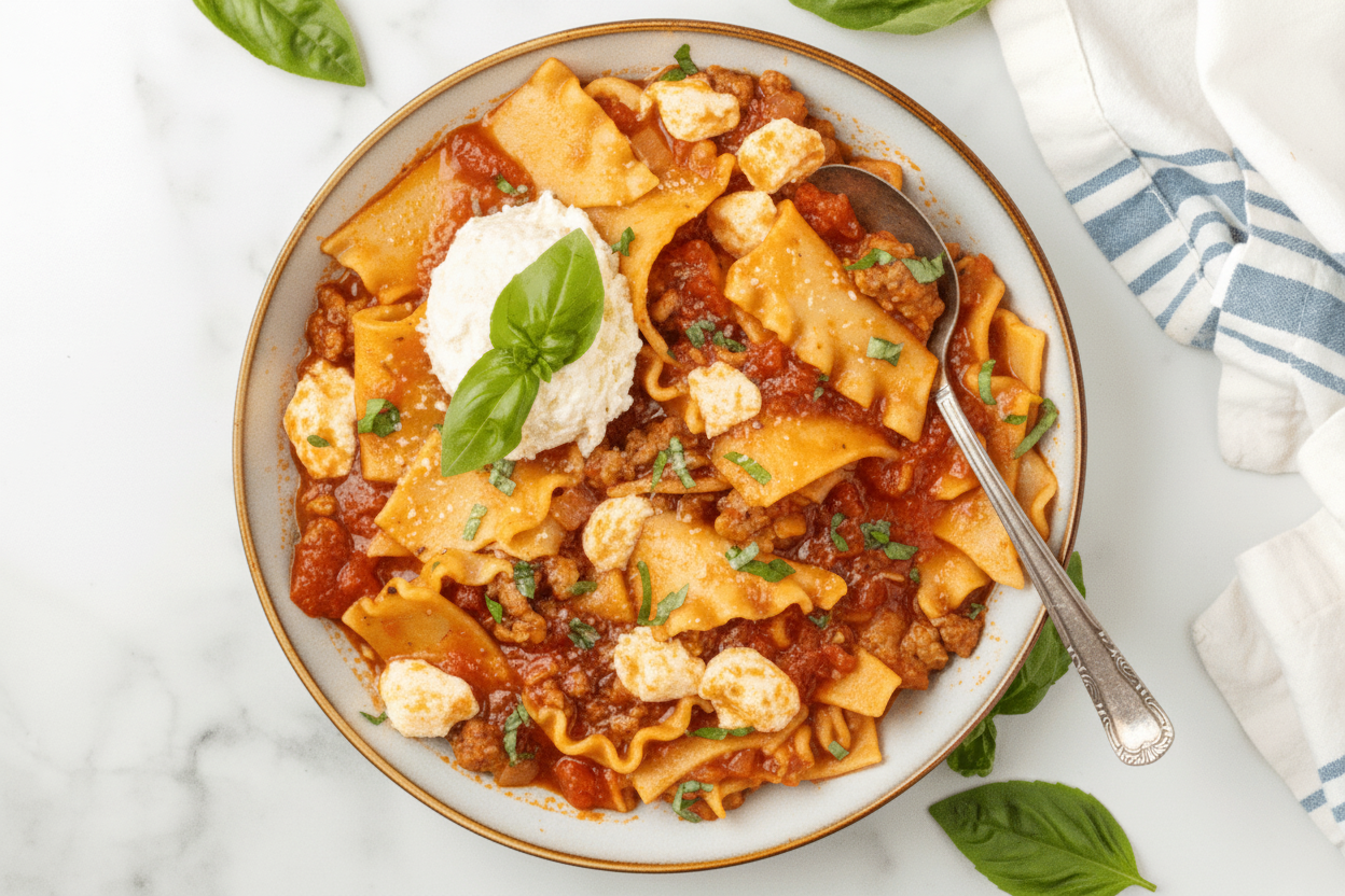 Cheesy Tomato Pasta Stew Recipe