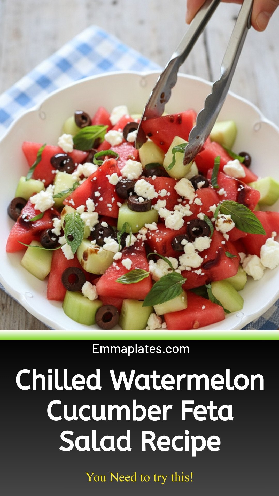 Chilled Watermelon Cucumber Feta Salad