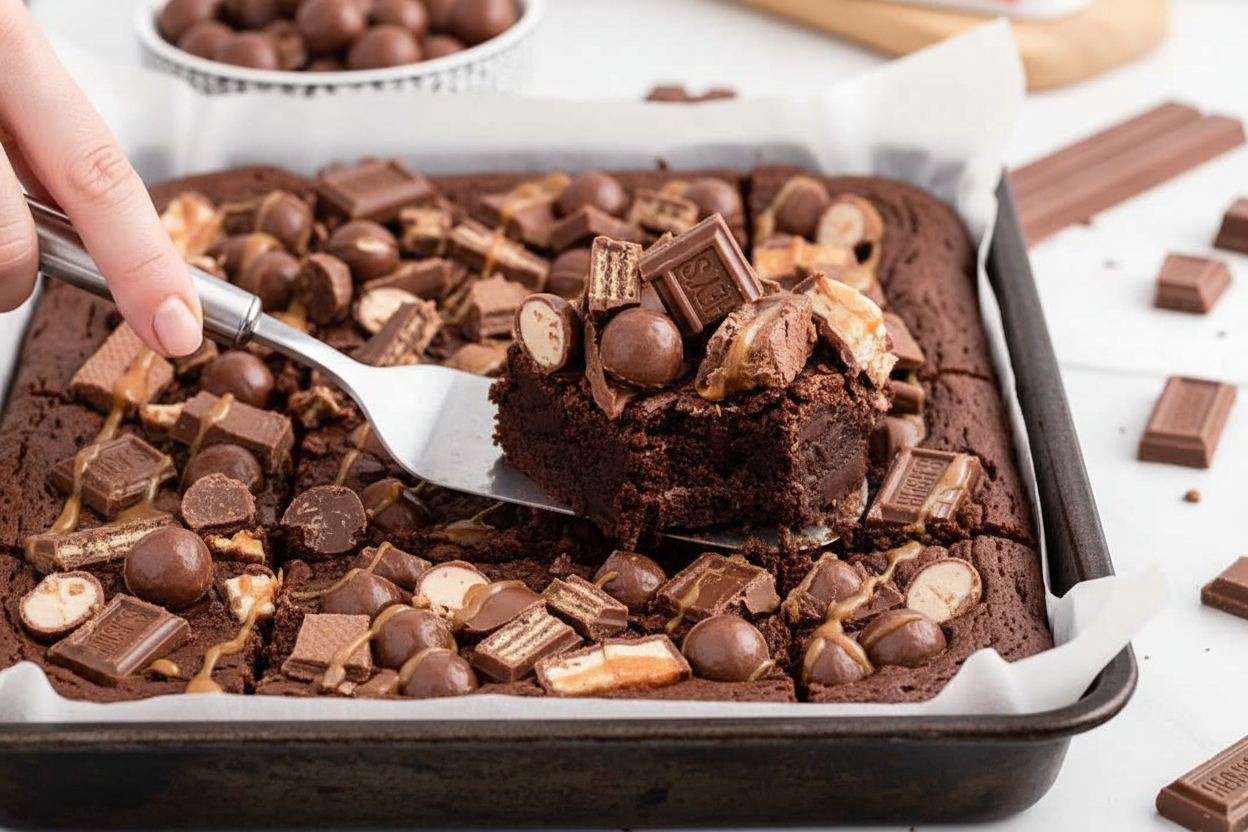 Chocolate Caramel Slab Squares Recipe