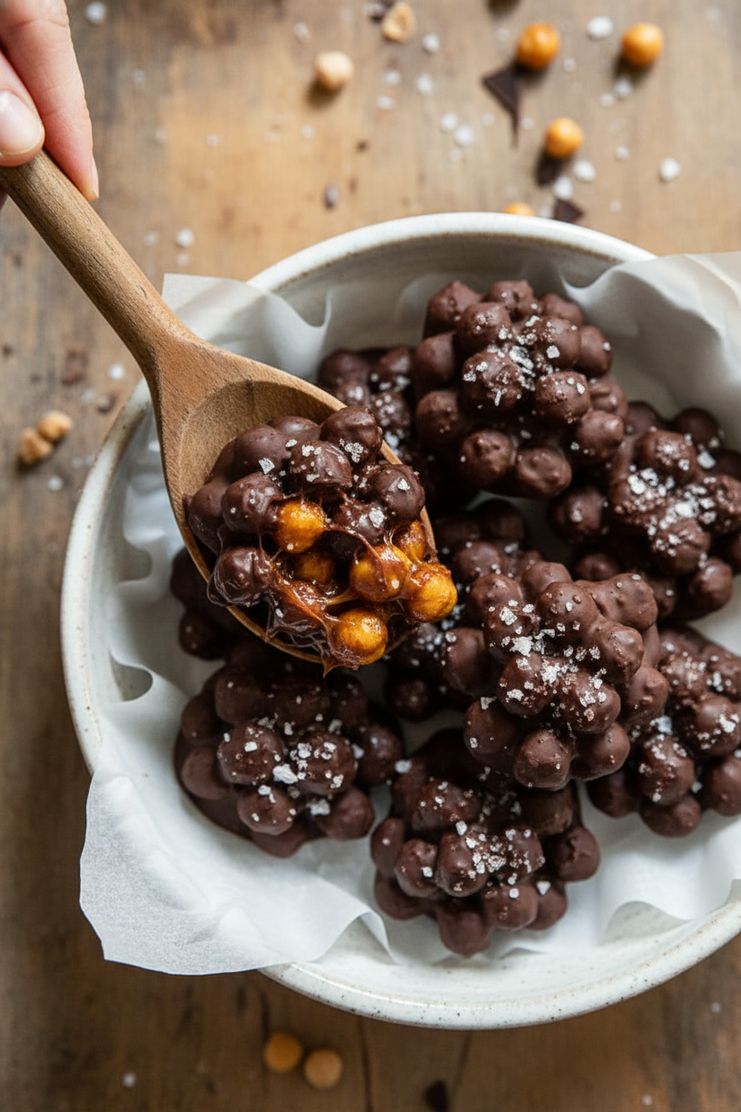 Chocolate Chickpea Clusters With Date Caramel