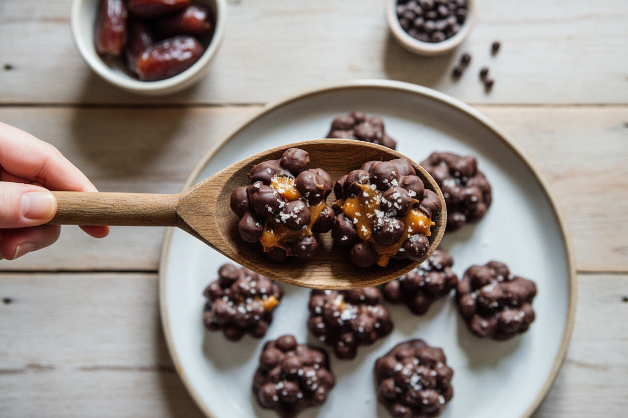 Chocolate Chickpea Clusters With Date Caramel