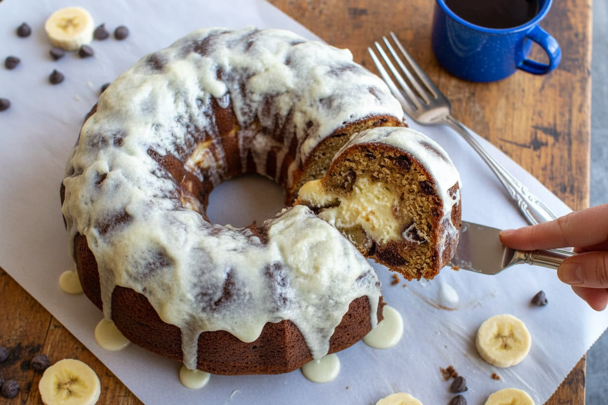 Chocolate Chip Cream Cheese Banana Bundt Cake Recipe