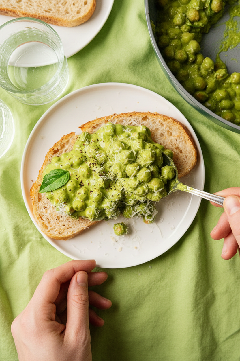 Creamy High Protein Pesto Chickpeas (Blended Cottage Cheese)