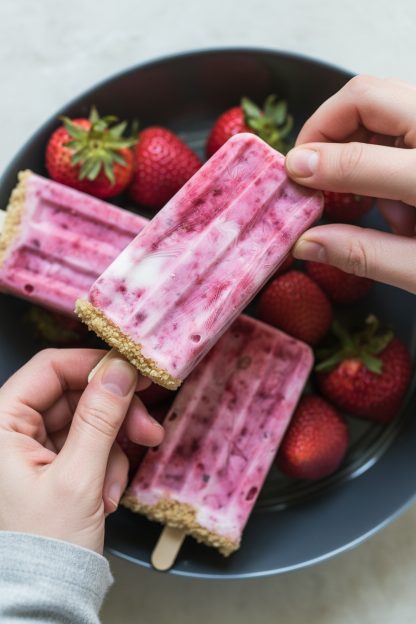 Creamy Strawberry Yogurt Pops