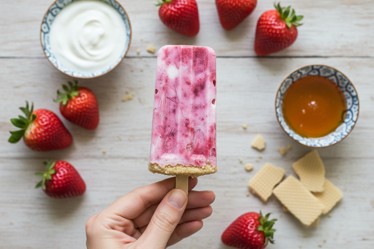 Creamy Strawberry Yogurt Pops
