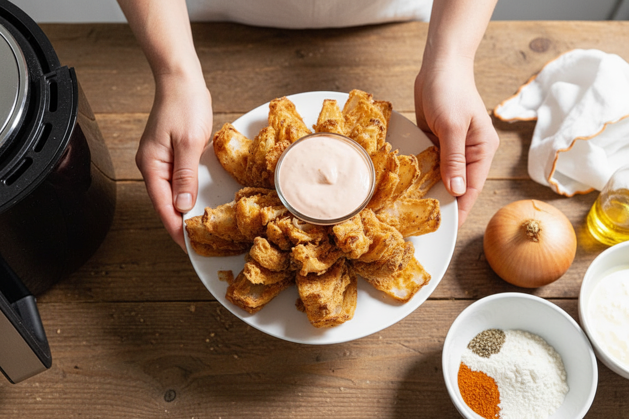 Crisp Air Fryer Blooming Onion Recipe (Step-By-Step)