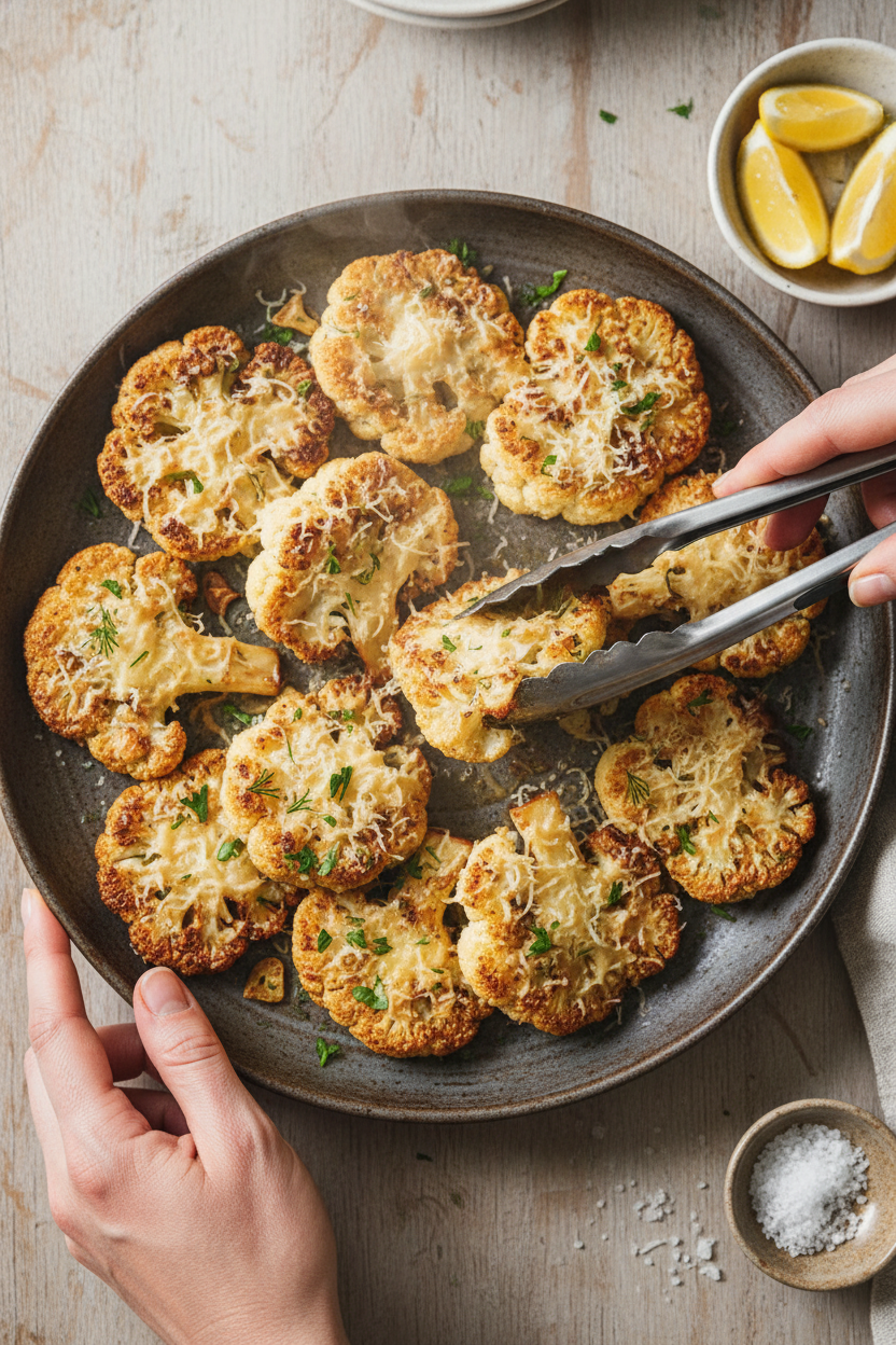 Crispy Smashed Cauliflower With Parmesan