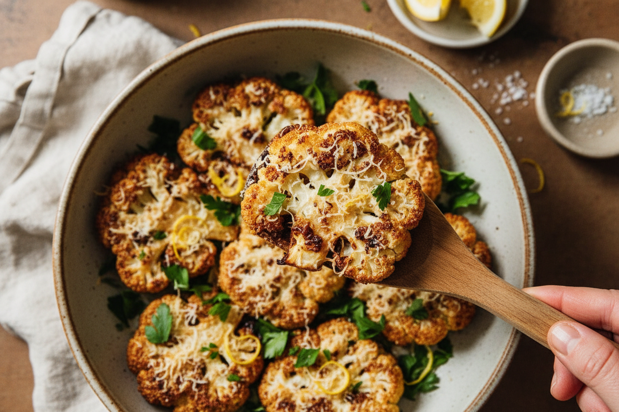 Crispy Smashed Cauliflower With Parmesan