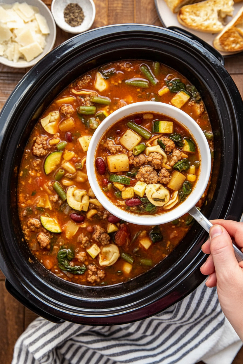 Crockpot Tortellini Minestrone Soup