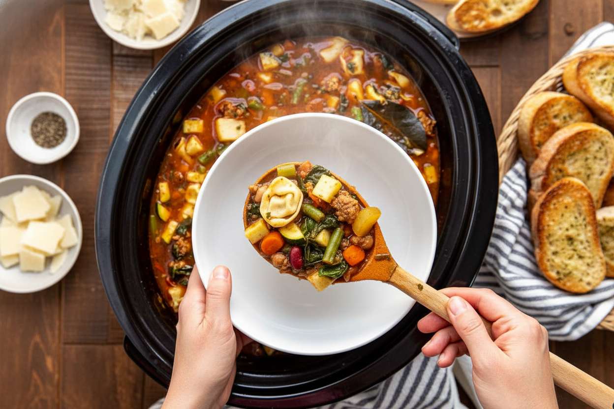 Crockpot Tortellini Minestrone Soup Recipe