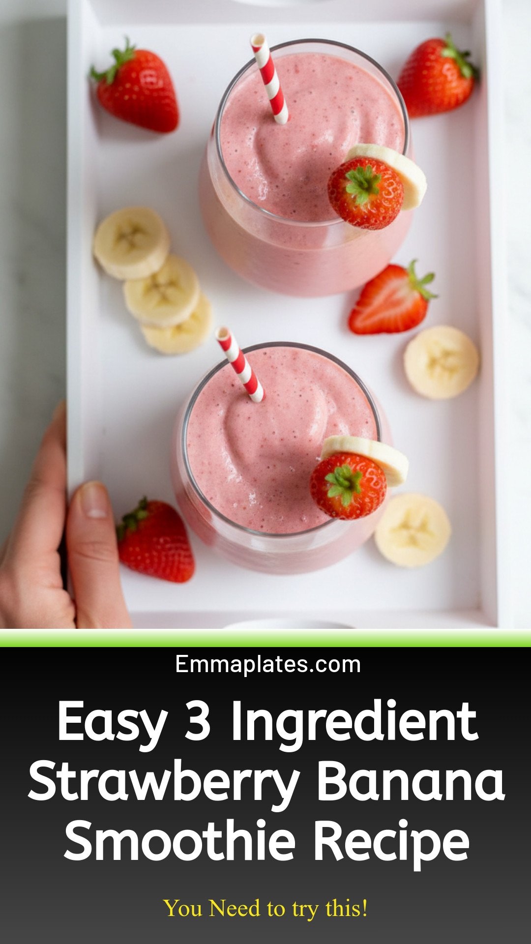 Easy 3-Ingredient Strawberry Banana Smoothie