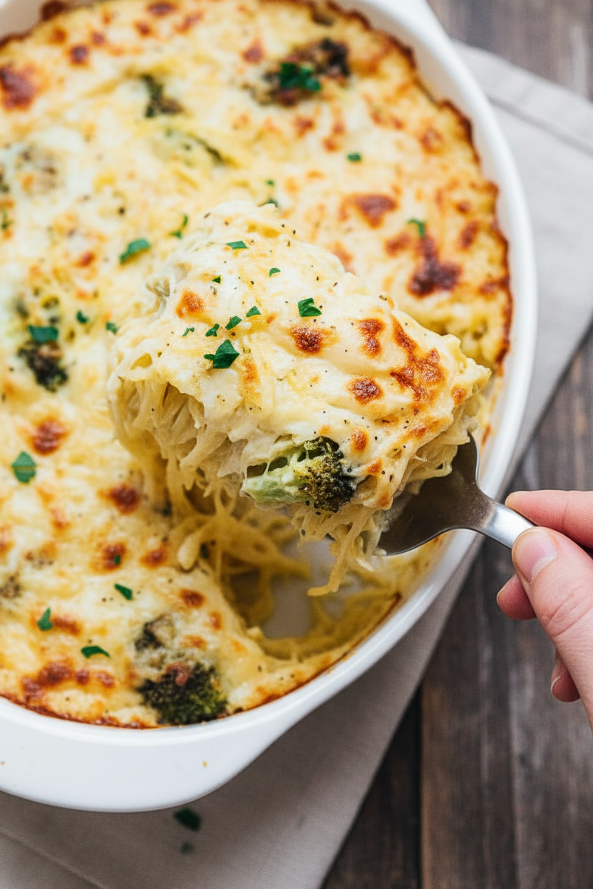 Alfredo Spaghetti Squash Casserole (5 Ingredients!)