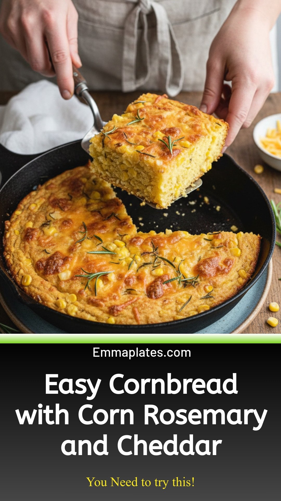 Easy Cornbread with Corn, Rosemary, and Cheddar