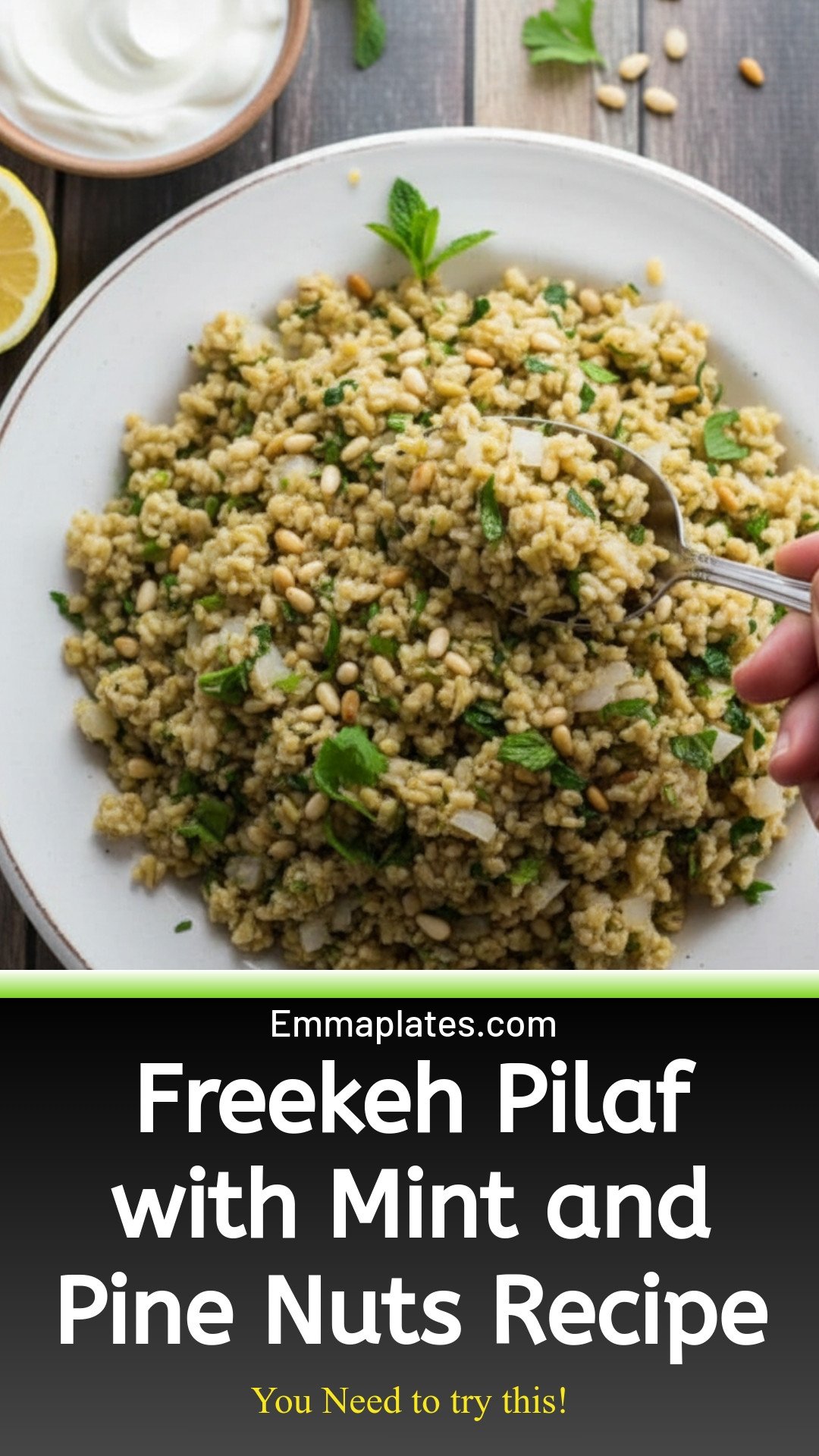 Freekeh Pilaf with Mint and Pine Nuts