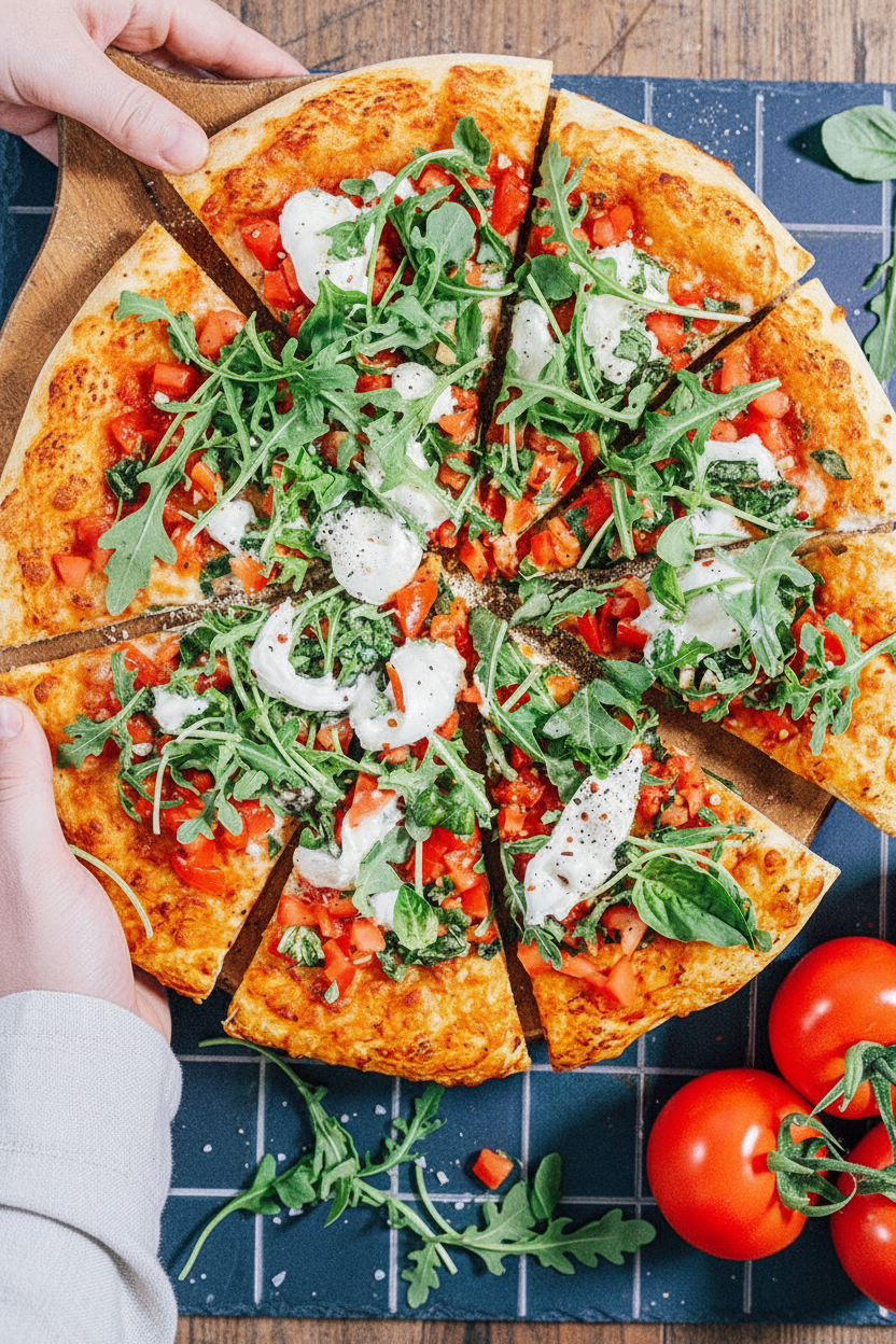 Fresh Bruschetta Pizza with Burrata (Vegetarian)