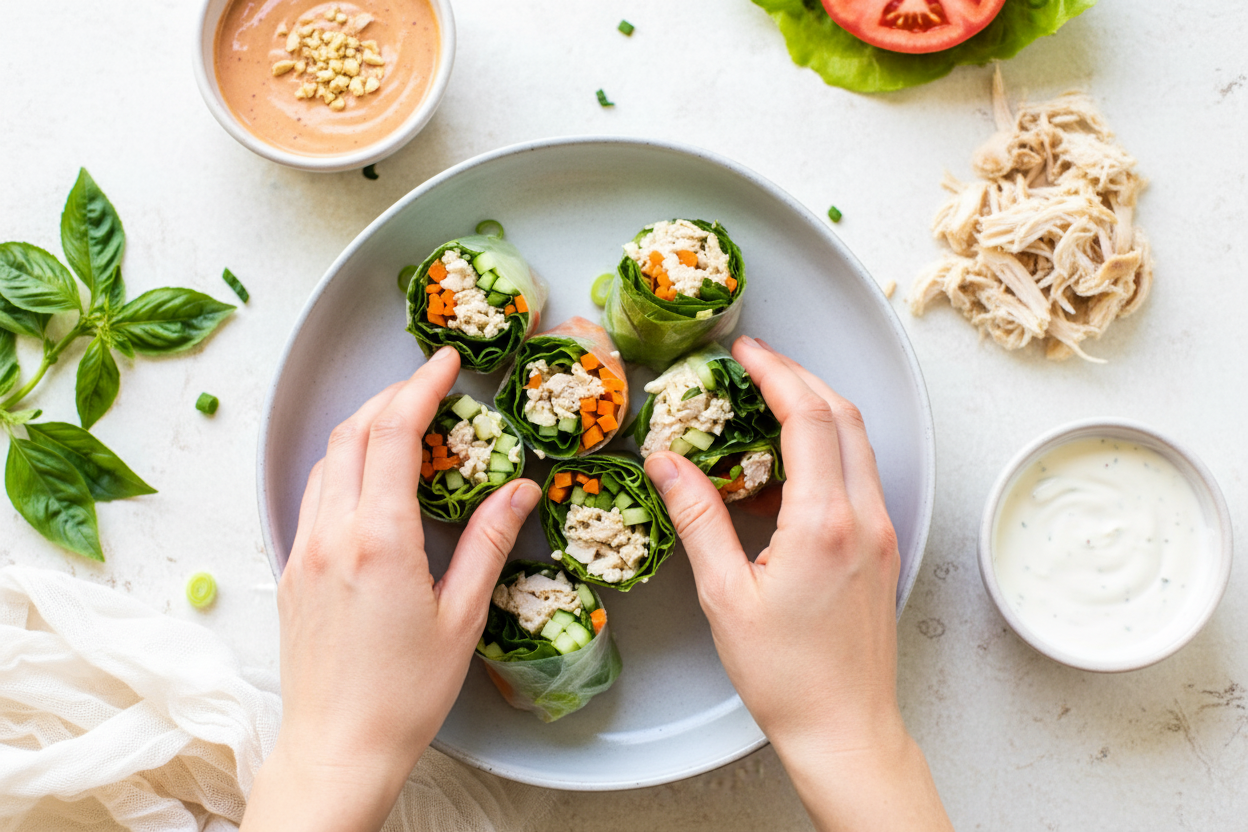 Shredded Chicken Fresh Rolls