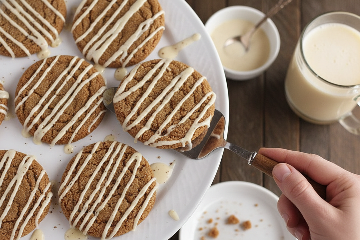 Gingerbread Cookies with Eggnog Glaze