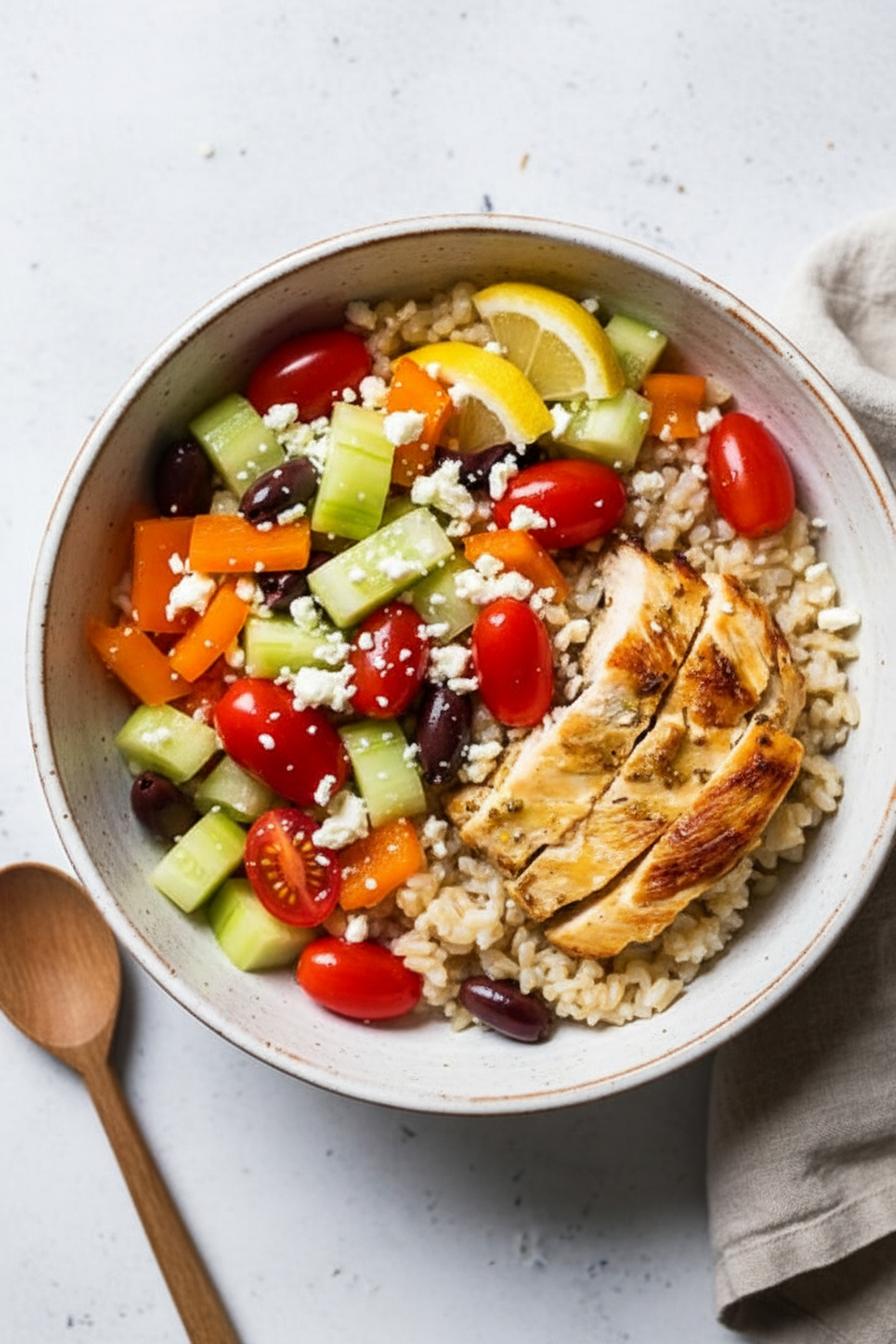 Greek Chicken Meal Prep Rice Bowls