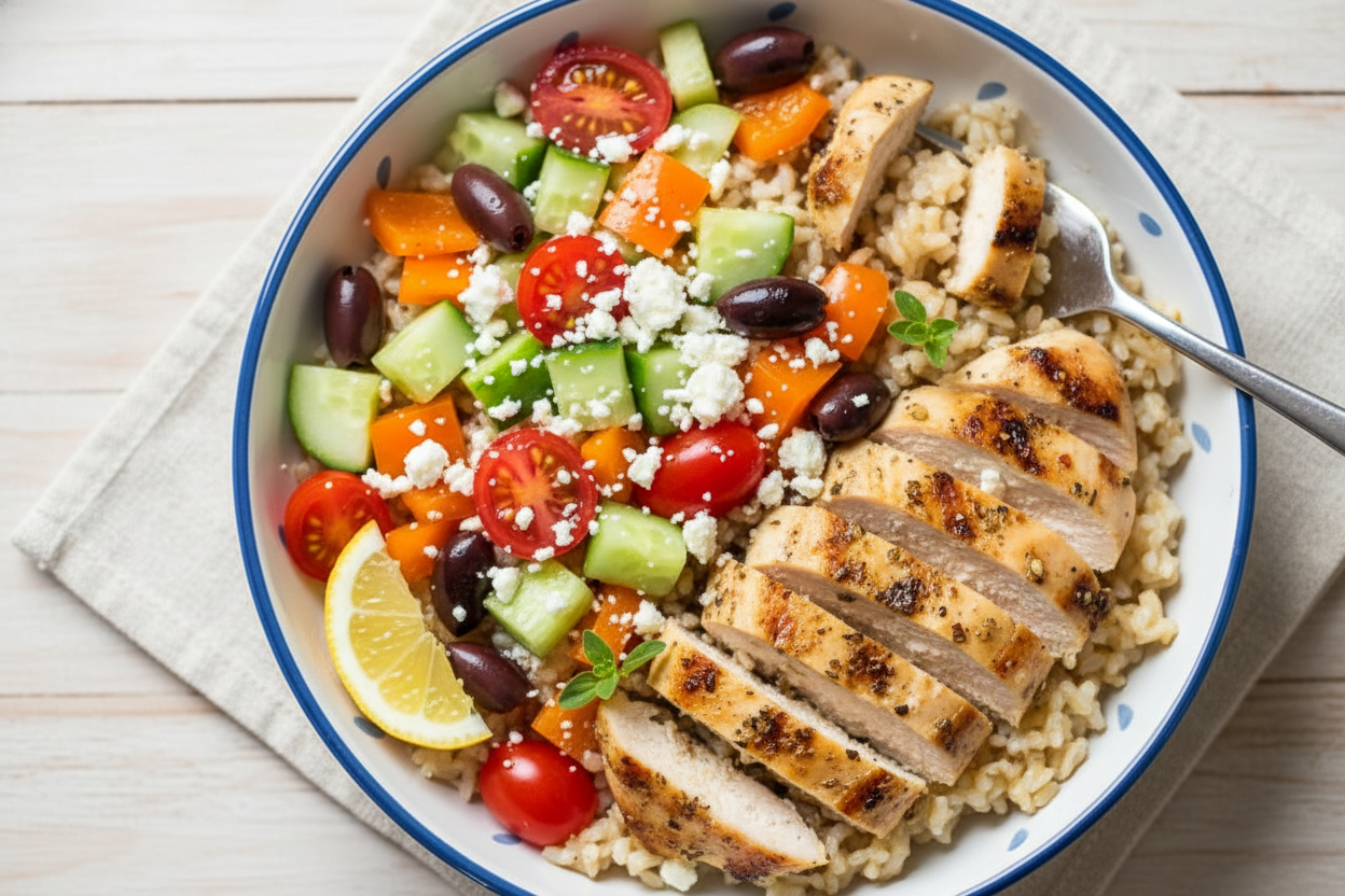 Greek Chicken Meal Prep Rice Bowls