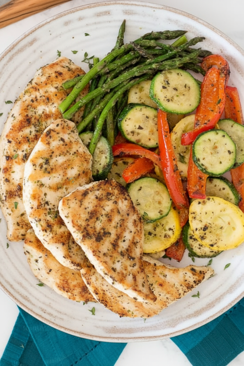 Grilled Garlic and Herb Chicken and Veggies
