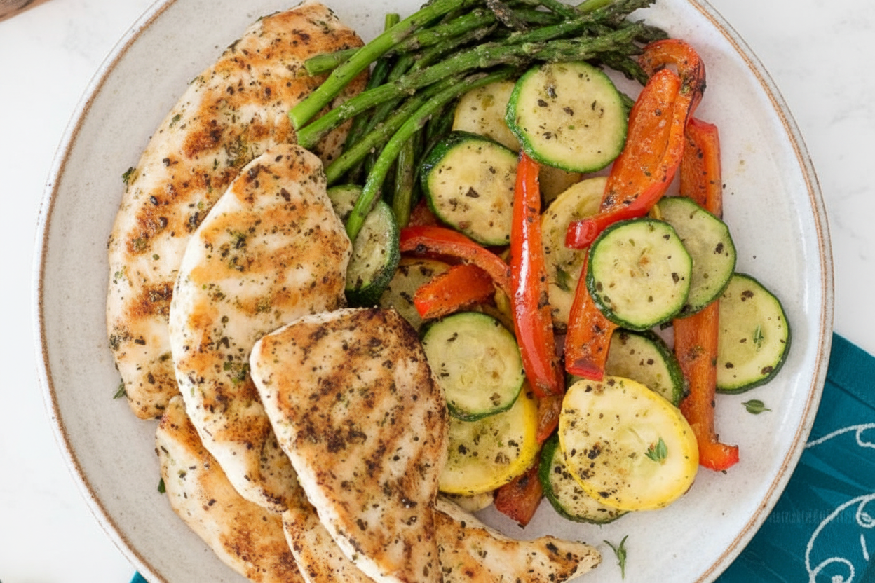 Grilled Garlic and Herb Chicken and Veggies