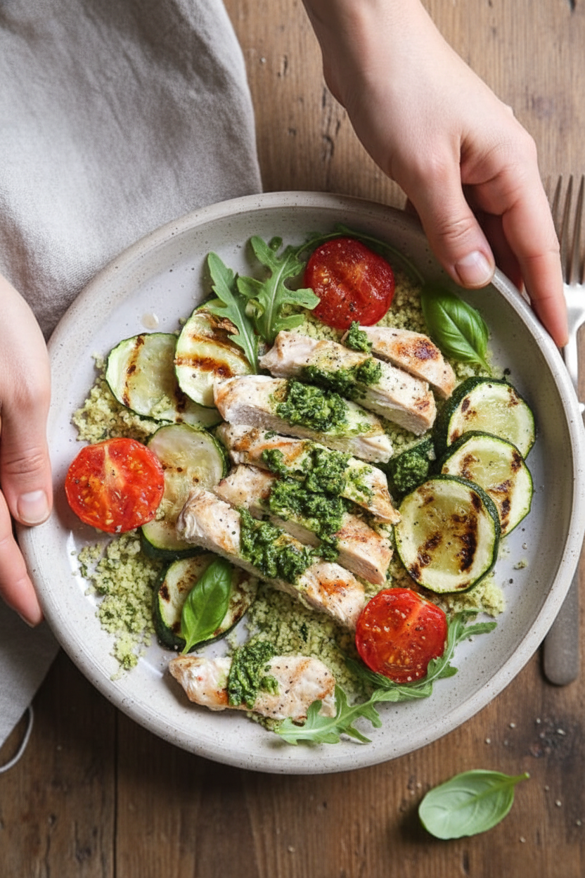 Grilled Pesto Chicken Couscous Bowls