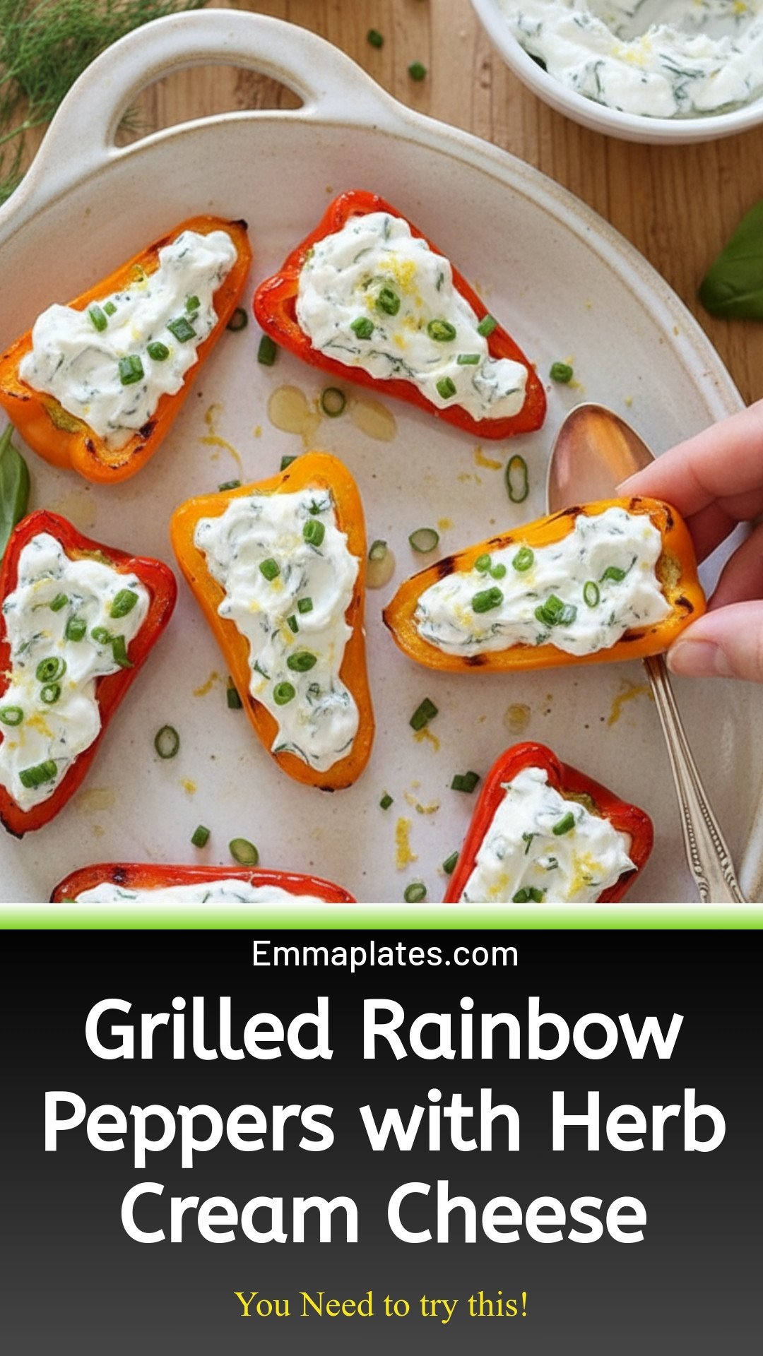 Grilled Rainbow Peppers with Herb Cream Cheese