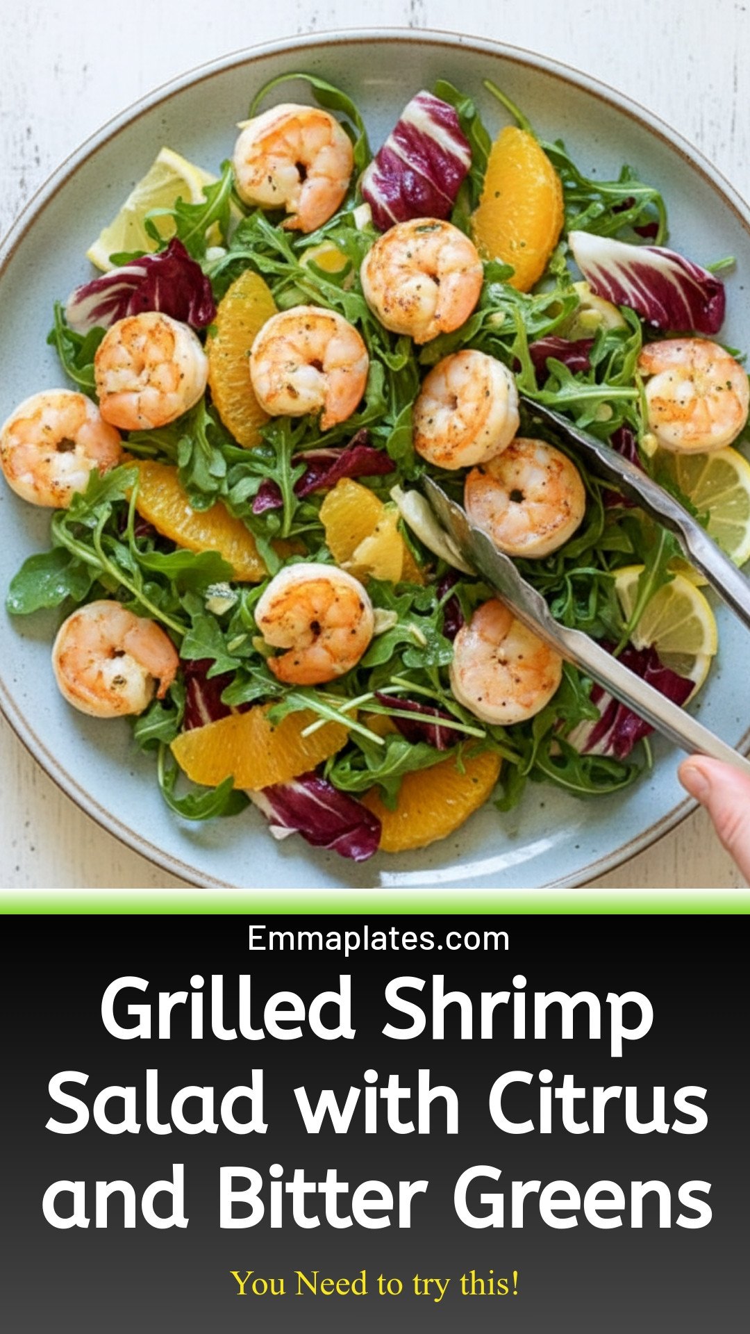 Grilled Shrimp Salad with Orange, Endive, Baby Arugula and Radicchio