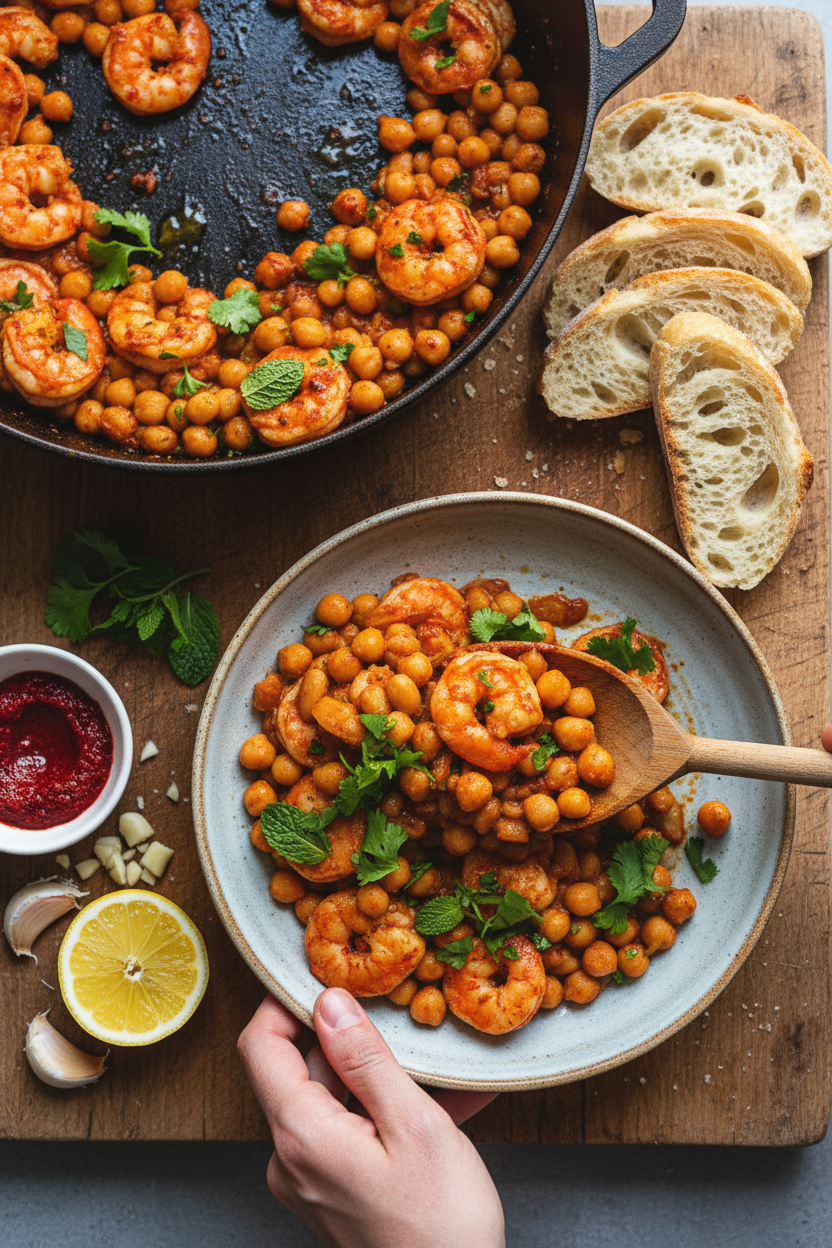 7-Ingredient Harissa Shrimp and Chickpeas - Skinnytaste