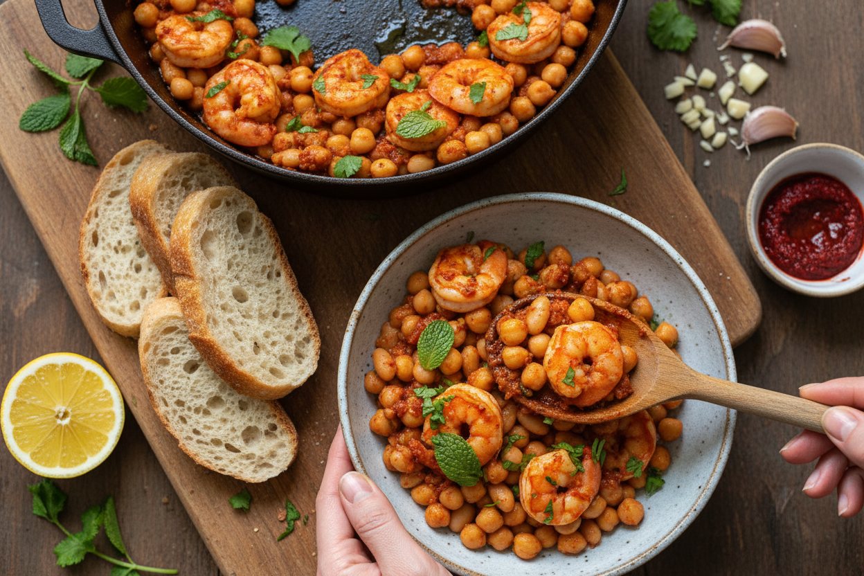 7-Ingredient Harissa Shrimp and Chickpeas - Skinnytaste