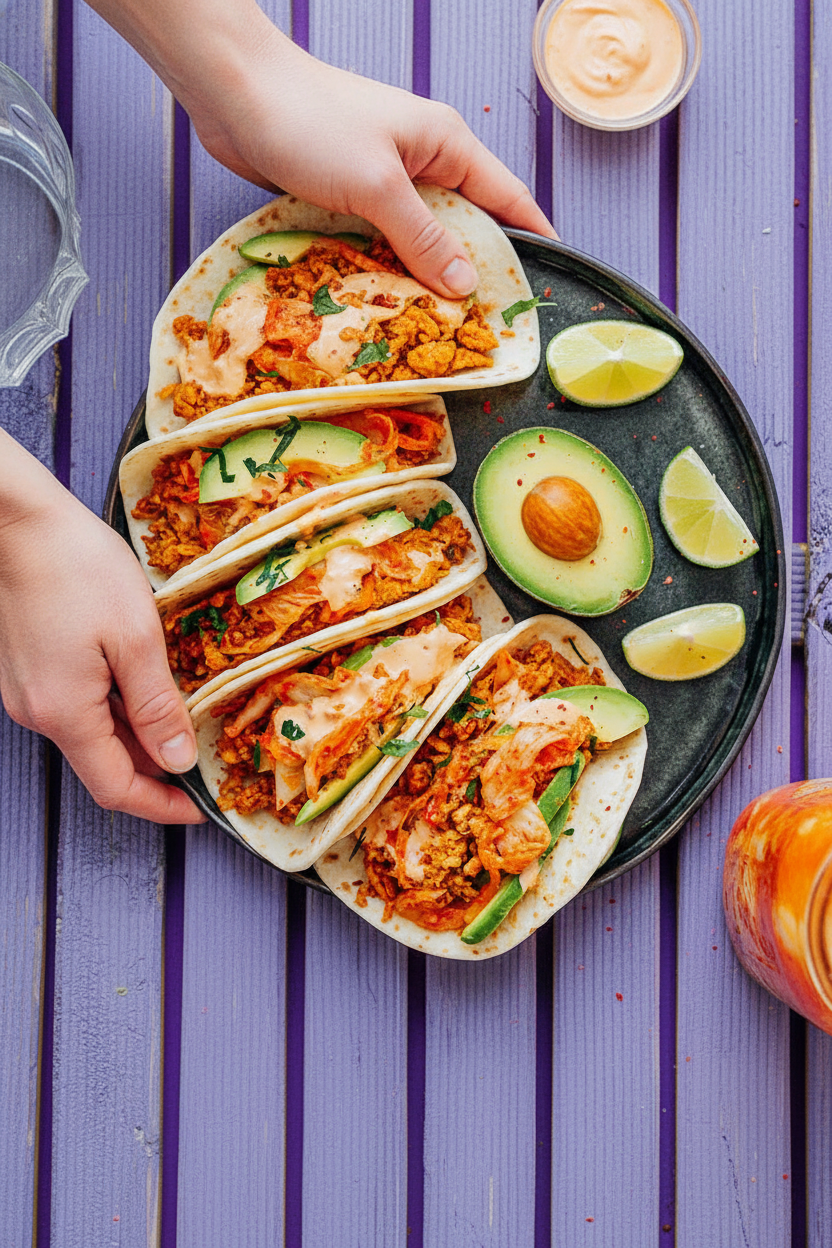 Heavenly Kimchi Tempeh Tacos