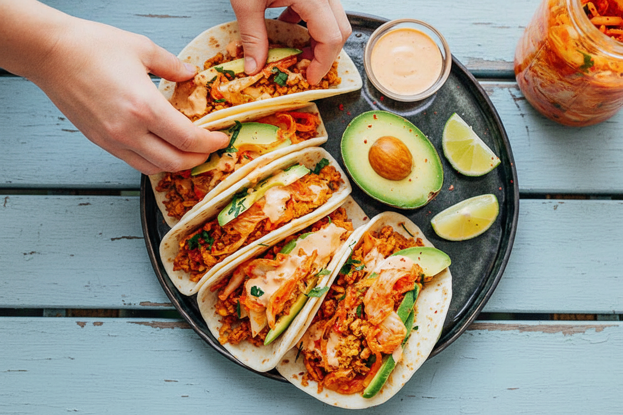Heavenly Kimchi Tempeh Tacos