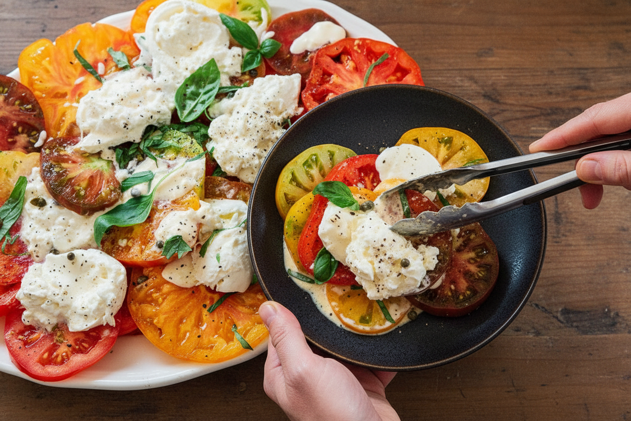 Sliced Heirloom Tomato Burrata Salad