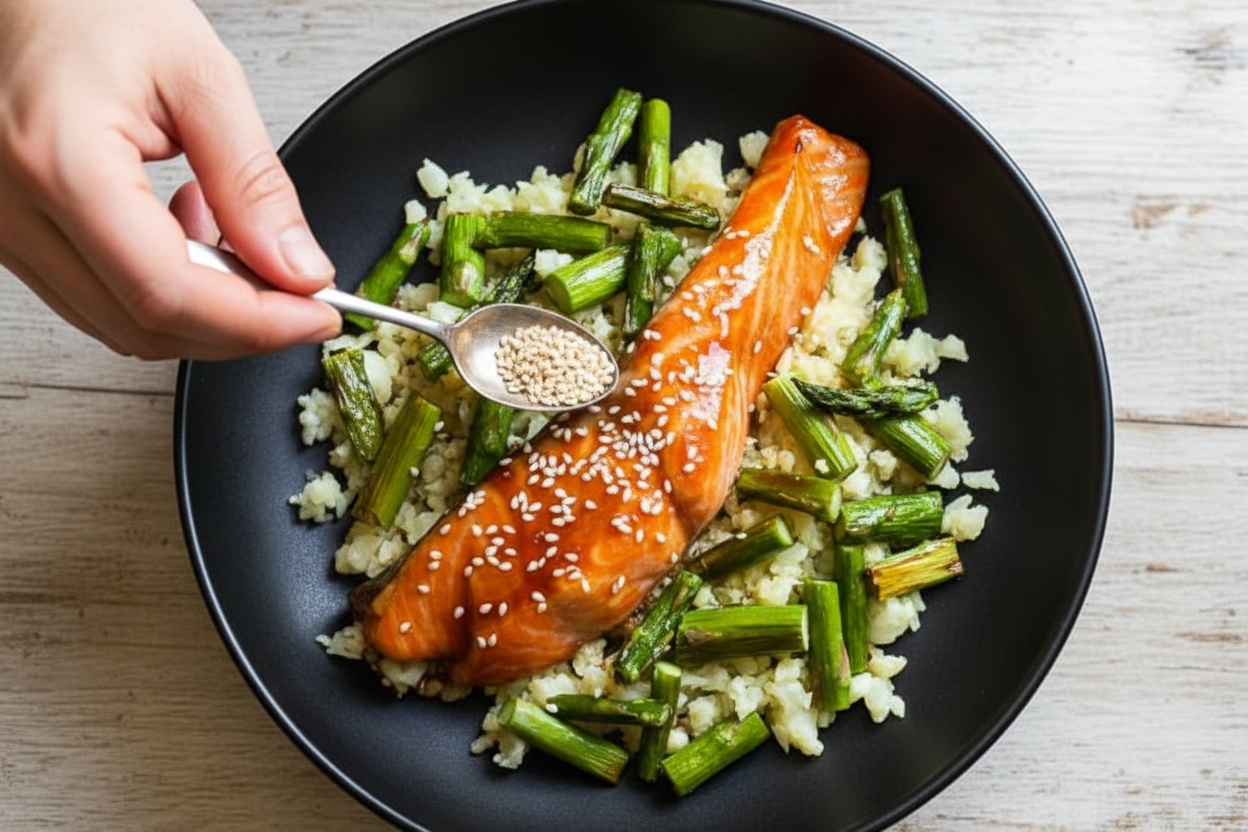 Honey Teriyaki Salmon Asparagus Rice Bowls